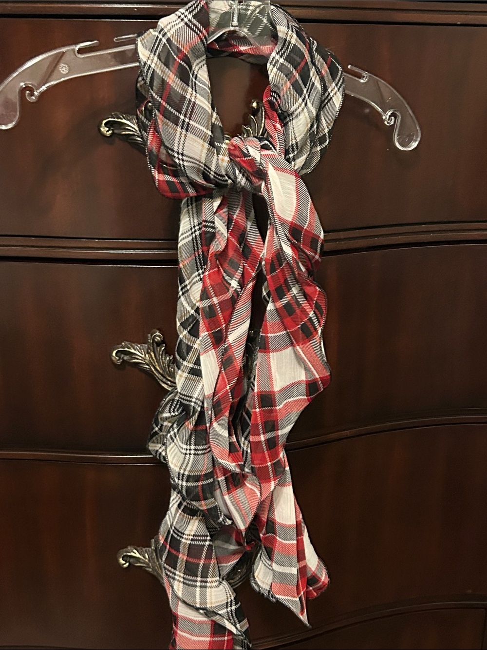 Plaid Red and Black Scarf Home Accent - Unbranded